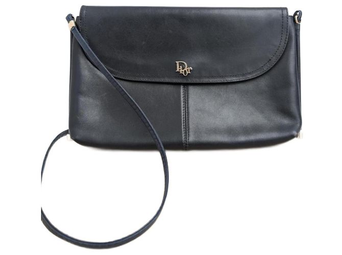Vintage Dior leather bag Navy blue