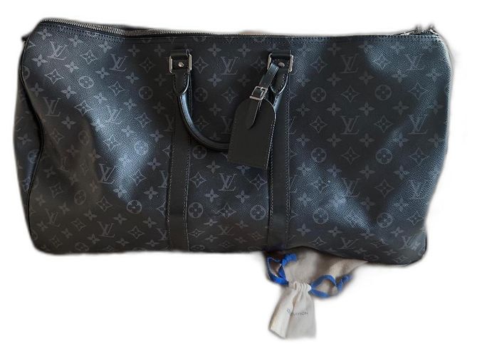 Louis Vuitton Keepall Eclipse 55 Reisetasche schwarz Leder