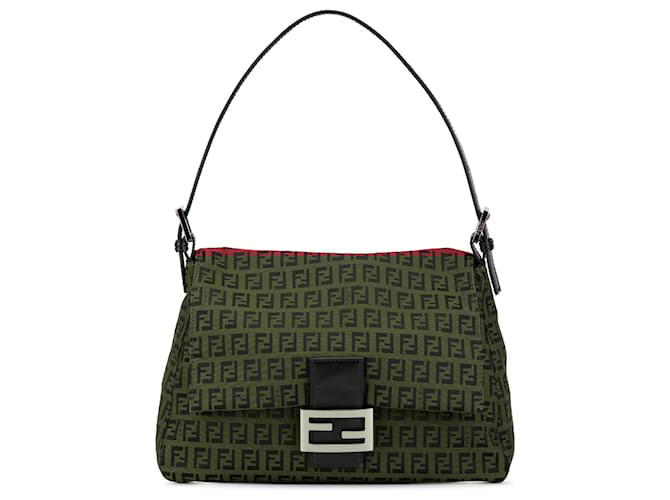 Fendi Red Zucchino Canvas Mamma Forever Leather Cloth Pony-style calfskin Cloth  ref.2066617