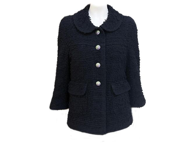 Chanel New CC Buttons Black Tweed Jacket
