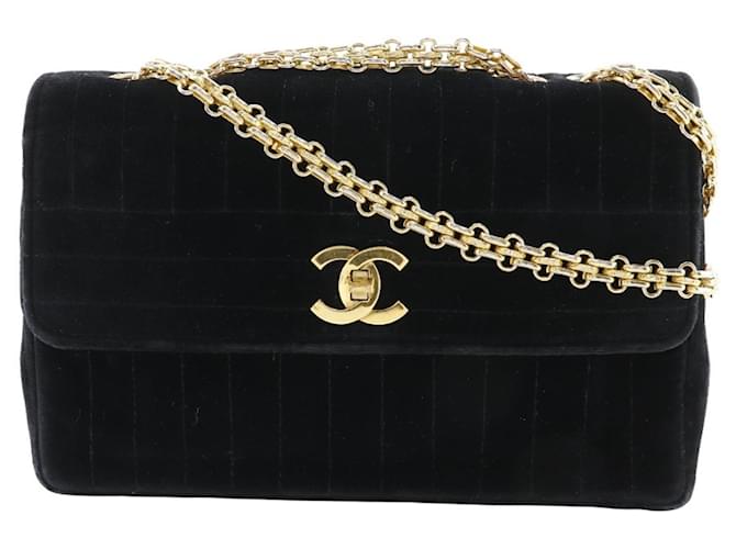 Chanel Mademoiselle Double Velour Shoulder Bag Black Leather  ref.2067801