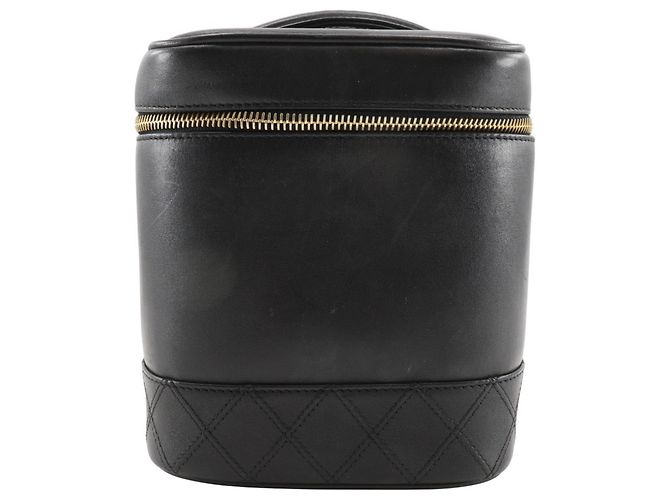 Vanity Chanel Schwarze Lammleder Kosmetiktasche