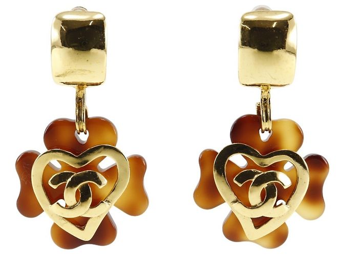 Orecchini a clip a forma di cuore Chanel Coco Mark Marrone