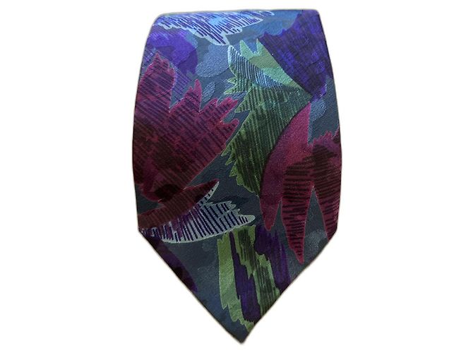 Jacques Fath Blue Silk Floral Tie
