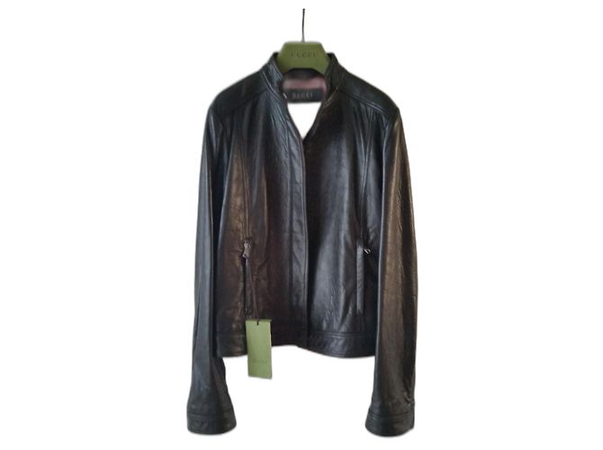 GUCCI LEATHER BIKER JACKET. Black