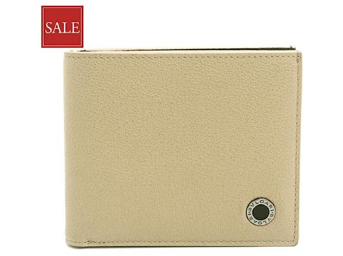 Bulgari Bvlgari Men's Bifold Wallet Beige Brown Black Pony-style calfskin  ref.2069220