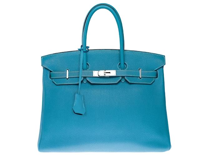 Hermès Sac HERMES Birkin 35 en Cuir Bleu - 102535  ref.2069489