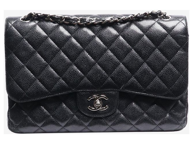 Chanel Handtasche Classic Double Flap Medium aus schwarzem Leder 2012