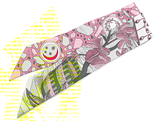 Hermès Yellow La Danse Des Amazones Twilly Silk Scarf Cloth  ref.2070001