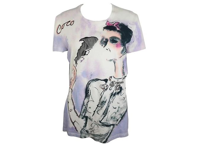 T-shirt stampato con il logo Chanel Coco Chanel - Usato Multicolore