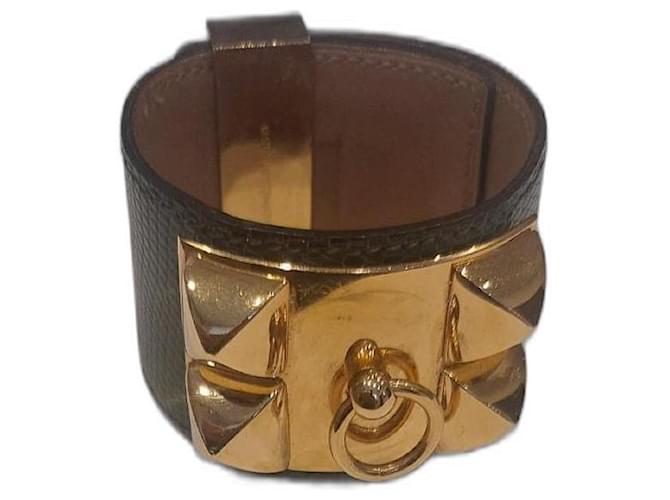 Hermès Collier de Chien bracelet green lizard leather size M 