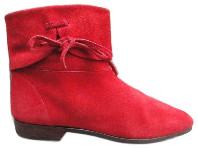 Autre Marque Botines de ante rojo Roja