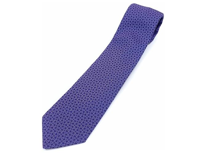 Gravata de seda Hermès em lilás e violeta Roxo  ref.2070856