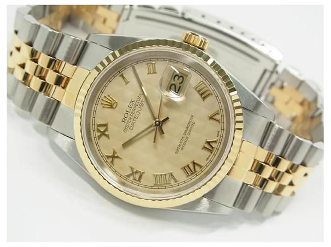 ROLEX Datejust SS xYG combination ivory pyramid Roman 16233 W series Mens Silvery Steel  ref.2071271