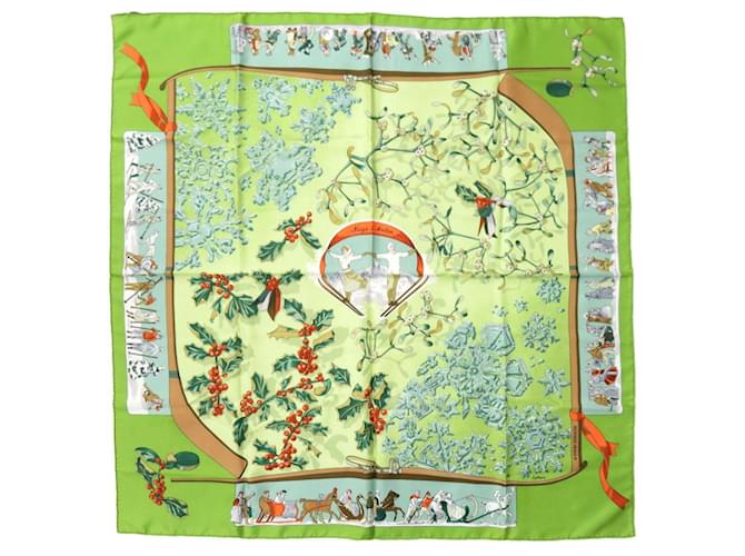 Hermès Carré 90 Green Silk  ref.2071368