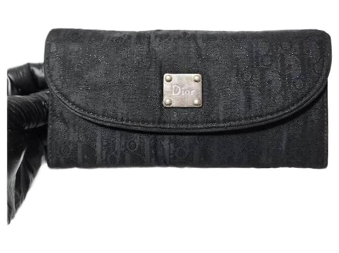 Christian Dior Dior Oblique Monogram Canvas Continental Wallet Black
