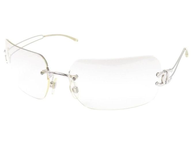 Chanel CC Logo Silver Clear Rimless Sunglasses 4068 Silvery