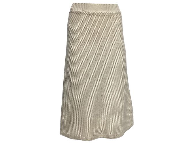 Chloé Midi Skirt In Ecru Recycled Cashmere White Cream