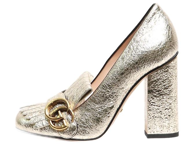 Gucci Talons à franges Gold Marmont - taille UK 2