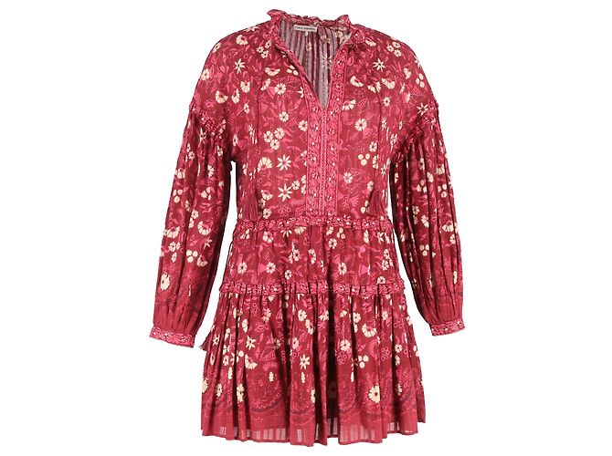 Robe Mini Imprimée Florale Marigold Ulla Johnson en Coton Rouge