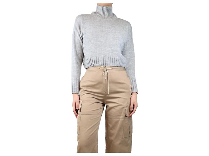 Masscob Grau Wolle cropped Pullover - Größe S