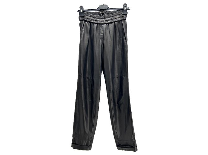 ISABEL MARANT Calças T.FR 36 Couro Preto