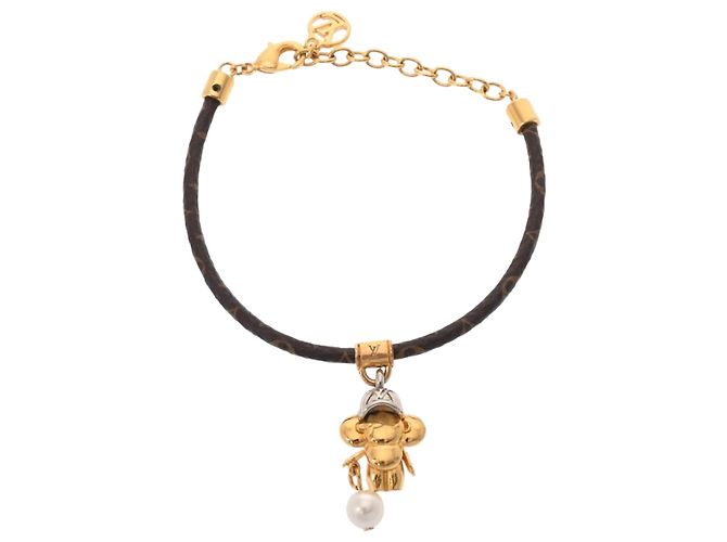 Pulseira Monograma Louis Vuitton Vivienne Basket Marrom Dourado