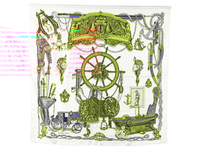Hermès White Musee Silk Scarf Cloth  ref.2072228