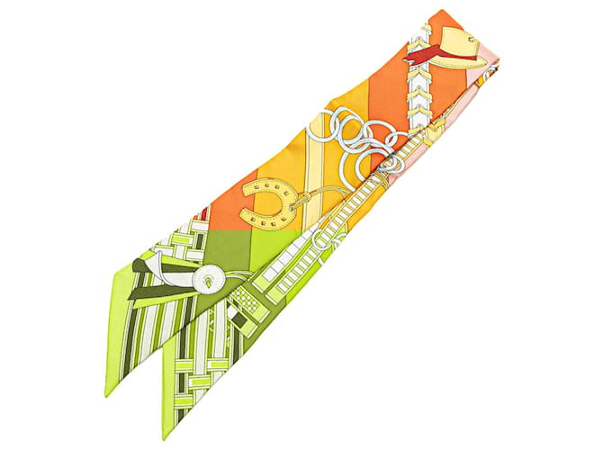 Hermès Orange Brides et Gris-Gris Silk Twilly Scarf Cloth  ref.2072255