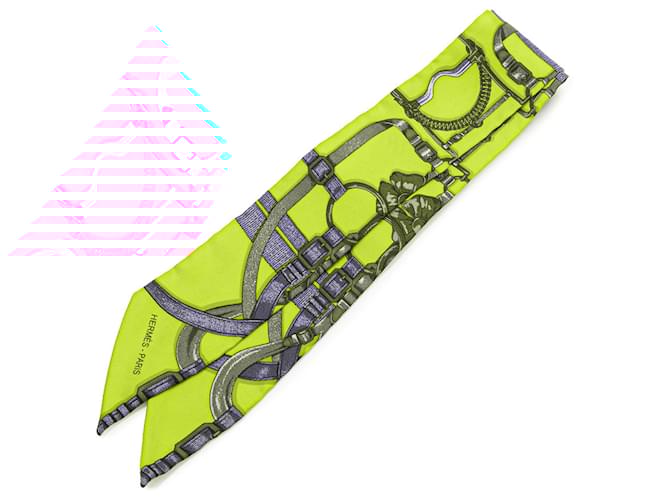 Hermès Yellow Grand Manege Silk Twilly Scarf Cloth  ref.2072305
