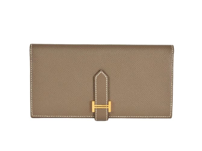 Hermès Cartera Larga Soufflé Bearn Hermes Gris pardo