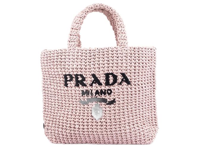 Prada Small Crochet Tote Bag Pink