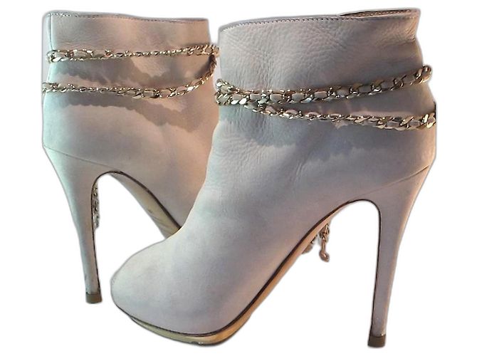 Le Silla open toe ankle boots beige leather
