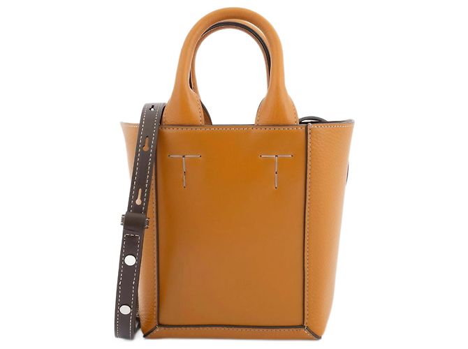 Bolsa mini tote de couro Double Up da Tod's Laranja
