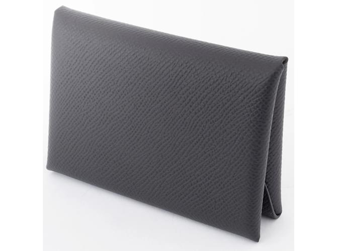 Hermès Hermes Calviduo Coin Card Case Black Leather  ref.2072613