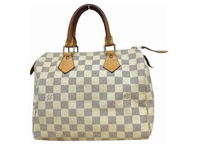 Louis Vuitton Damier Azur Speedy 25 Handbag White Cloth  ref.2072894
