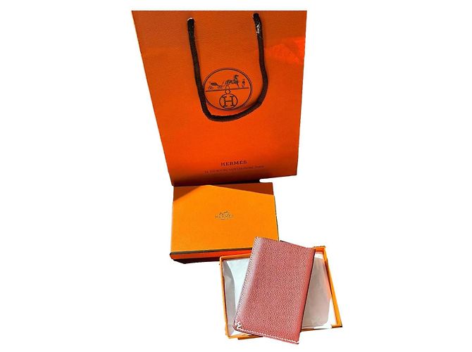 Hermès H saddle card holder red leather