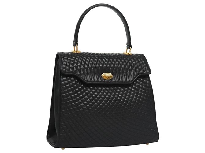 Borsa a mano BALLY in pelle nera e oro Auth BD031 Nero D'oro