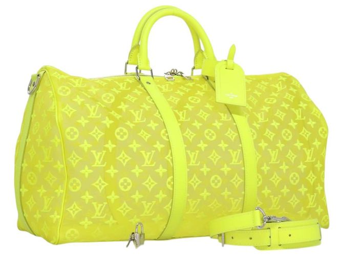 LOUIS VUITTON Borsa Keepall Bandoulière 50 Trasparente Gialla M55380 Auth 114280S Giallo