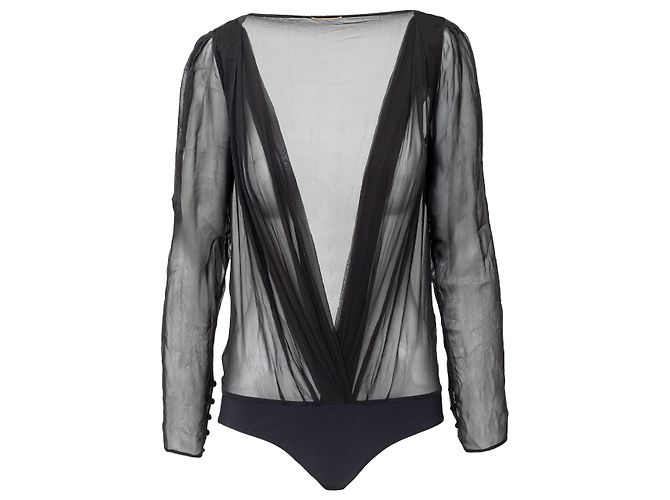 Body semi trasparente Saint Laurent Nero