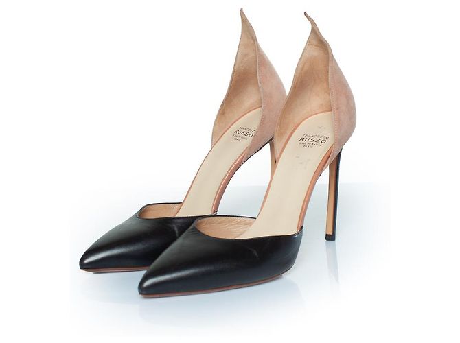 Francesco Russo, suede and leather pumps Black Pink