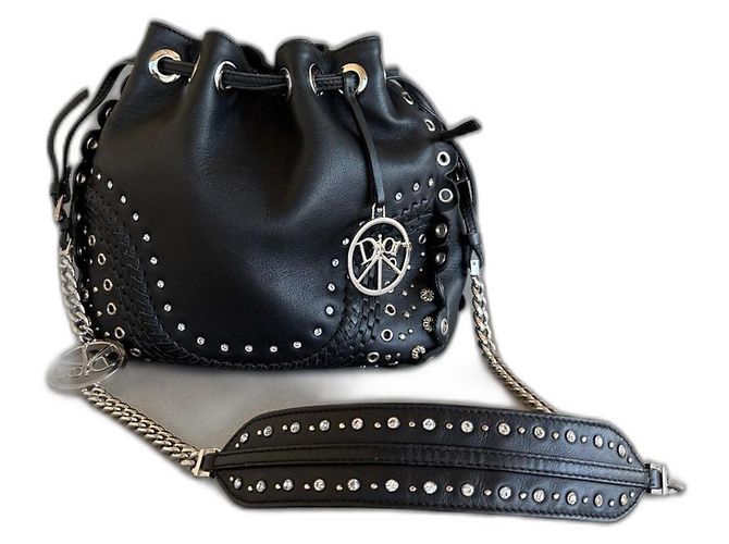Dior Tasche aus schwarzem Leder und Swarovski-Strass
