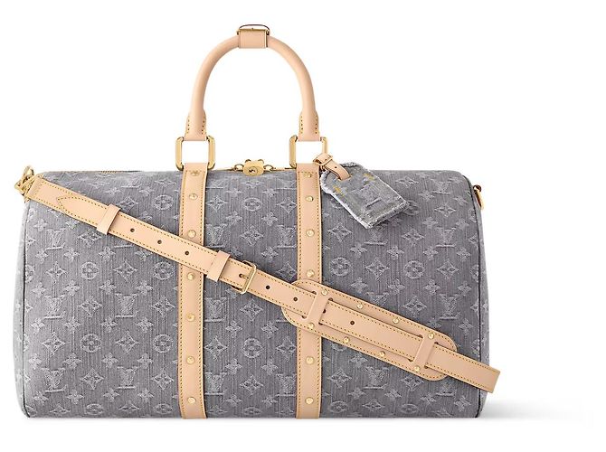 Louis Vuitton LV Keepall Denim Umhängetasche 45 Grau