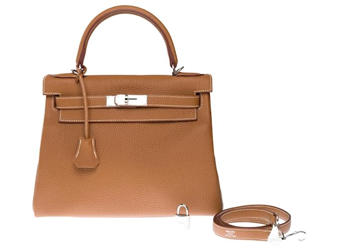 Hermès HERMES Kelly 28 Bag in Golden Leather - 102536  ref.2073943