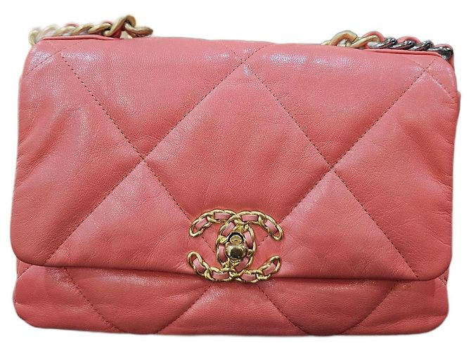 Chanel 19 Bolso Flap de cordero rosa