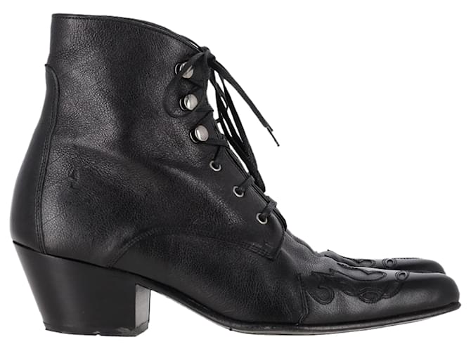  Saint Laurent Western Lace-Up Ankle boots inn Black Leather  ref.2074342