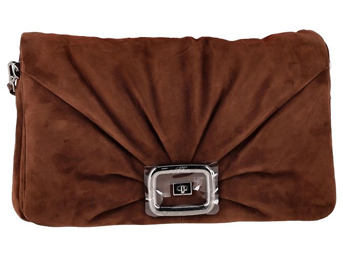 Roger Vivier Viv Choc Große Tasche aus braunem Wildleder
