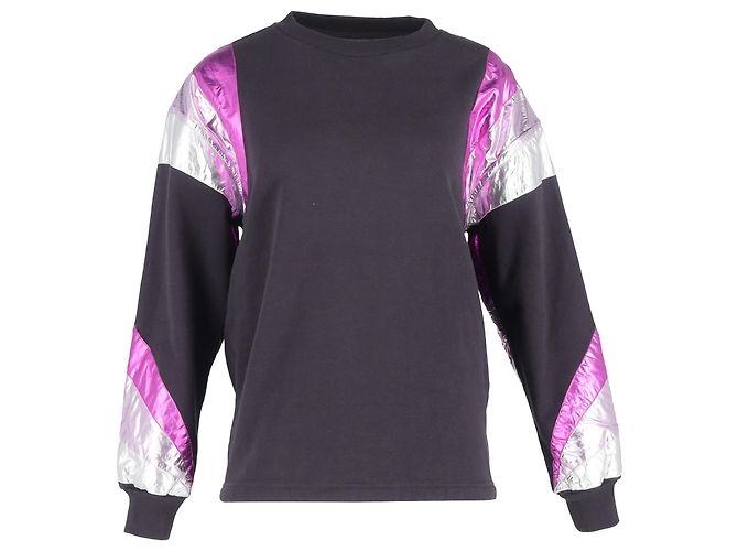 Felpa Menji con strisce metalliche di Isabel Marant in cotone nero sbiadito