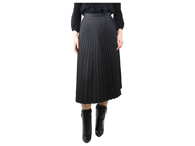 Eric Bompard Black denim pleated midi skirt - size S