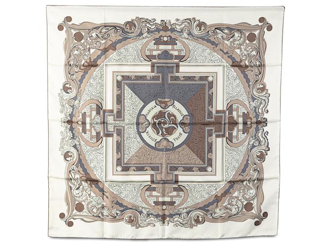 Hermès White Animaux Solaires Silk Scarf Cloth  ref.2074840